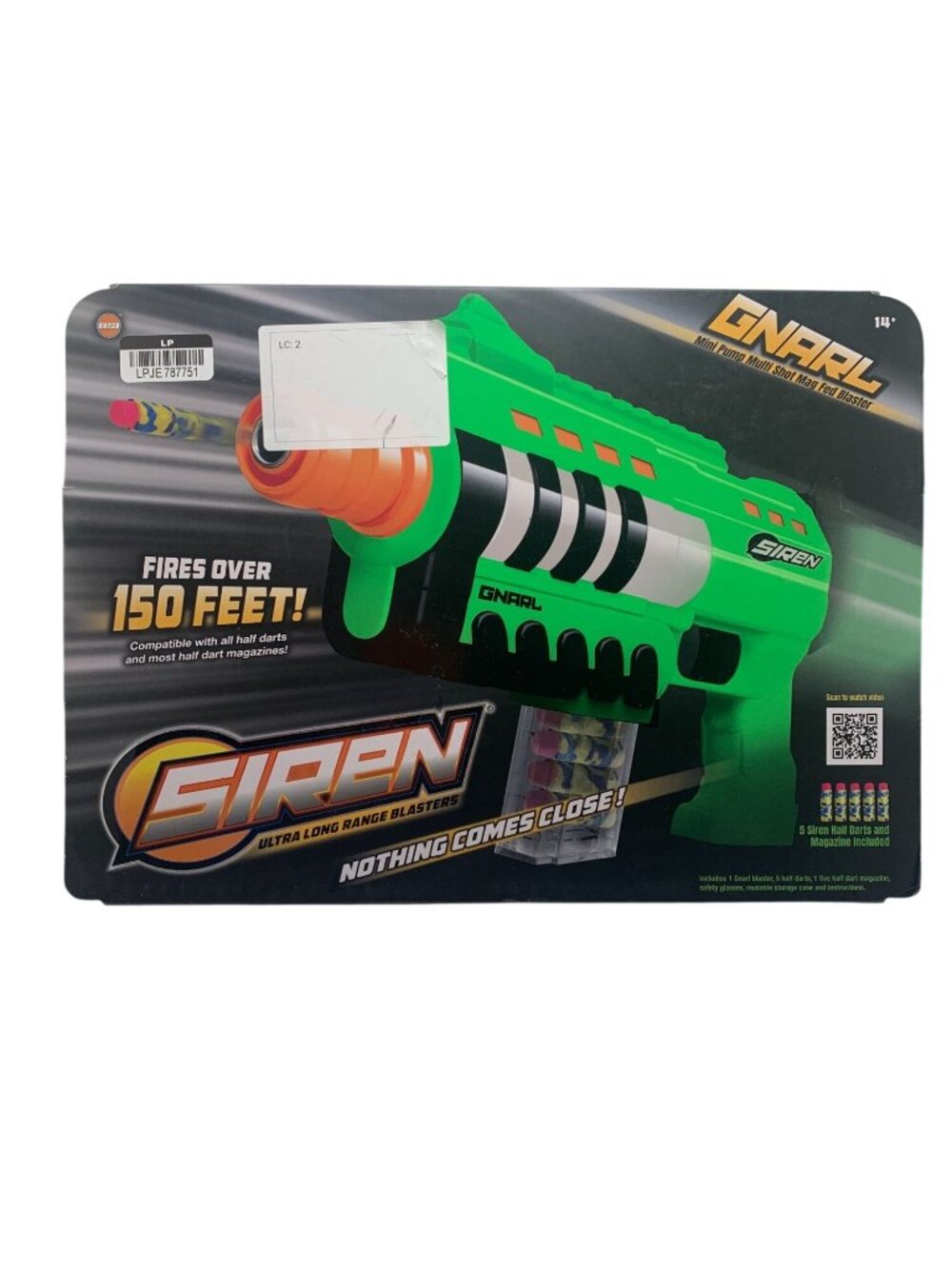 Siren Gnarl Ultra Long Range Blaster Green With Darts & Safety Glasses